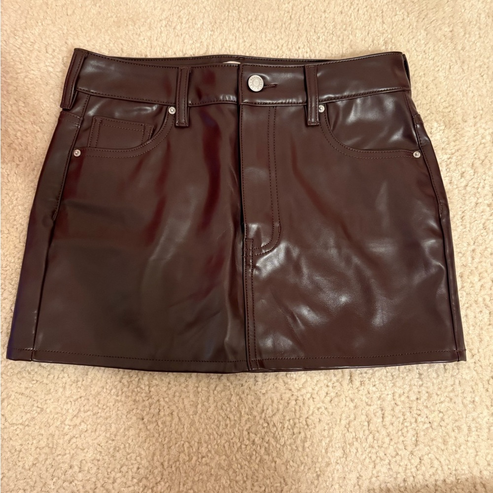 PacSun Chocolate Faux Leather Mini Skirt